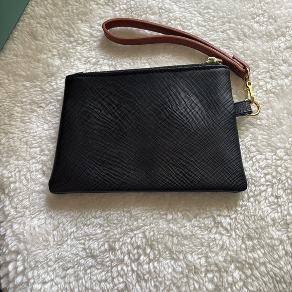 Black Wristlet with Brown Strap - Picture 3 of 6